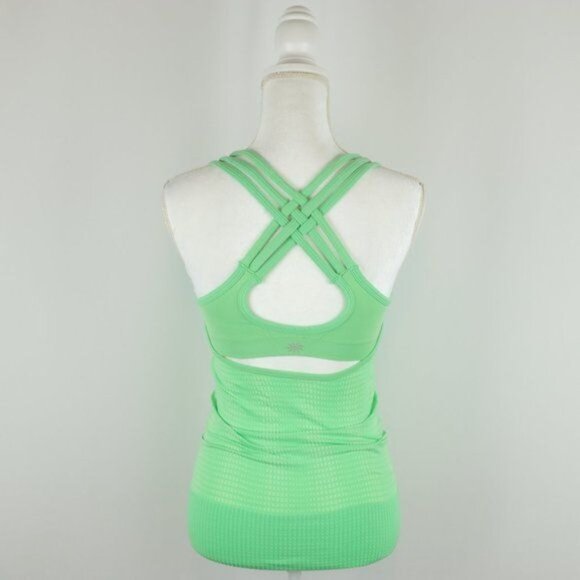 Athleta Women's XS Green Double Layer Strappy Racerback Activewear Tank Top - Picture 3 of 7